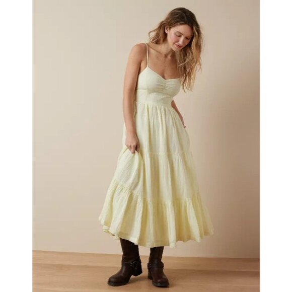 American Eagle 100% Cotton Yellow Maxi Dress XL NWT *FLAWS* - Picture 1 of 11
